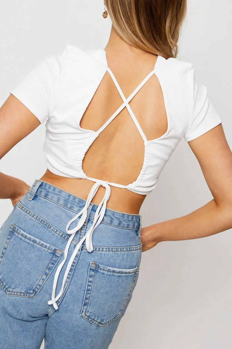 White Crop Top Relax Vibe Street Sport