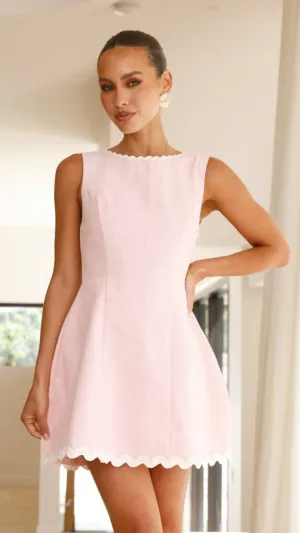 Vibrant Design Flirty Wear Aceline Mini Dress - Pink/White