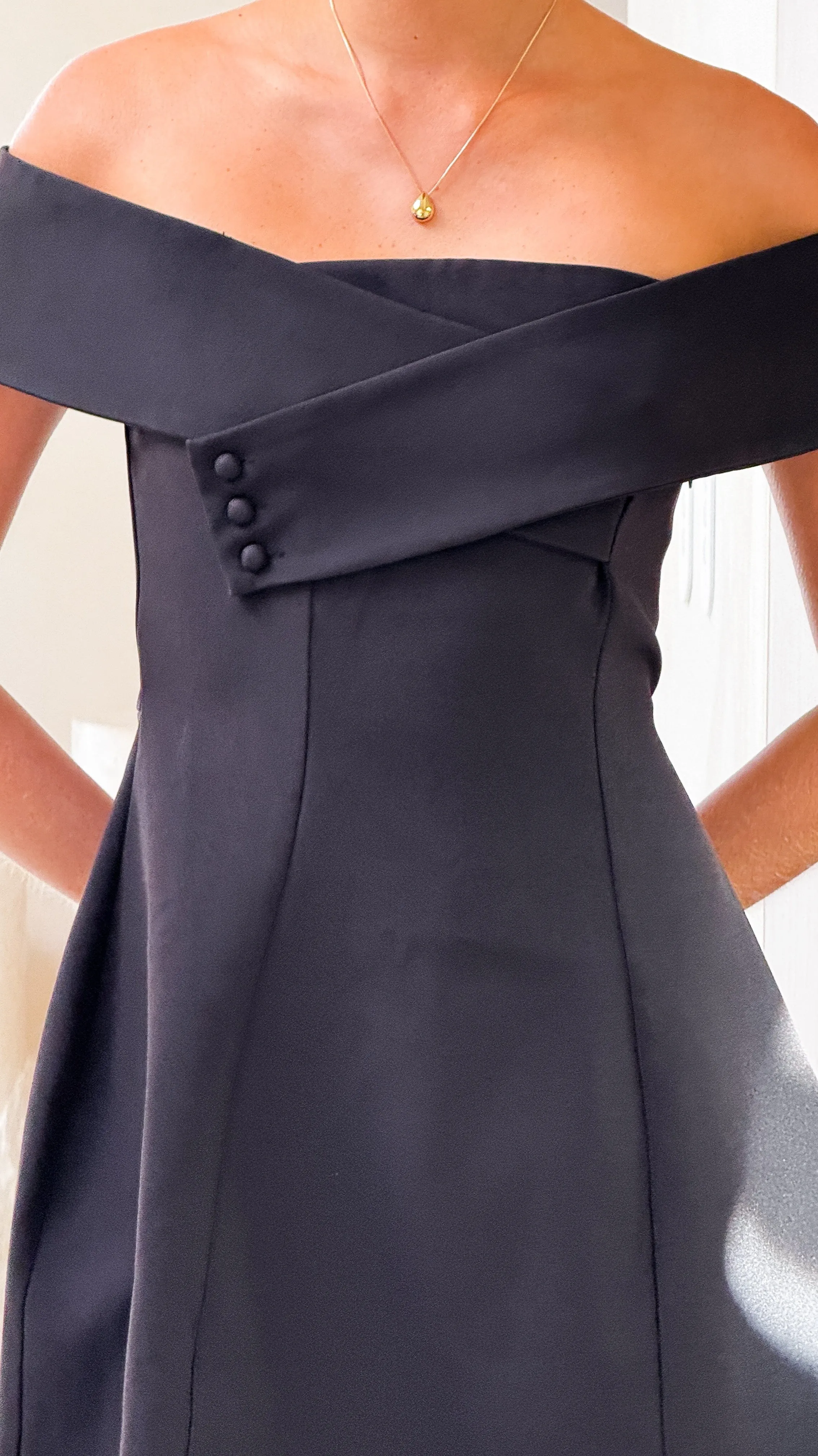 Energy Wear Zyan Off Shoulder Mini Dress - Black