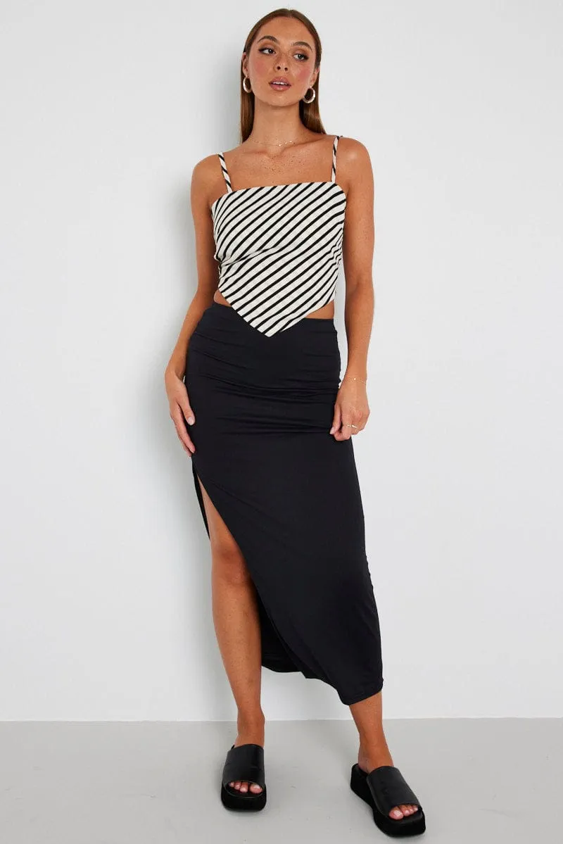 White Stripe Scarf Cami Top Singlet EcoConscious Production