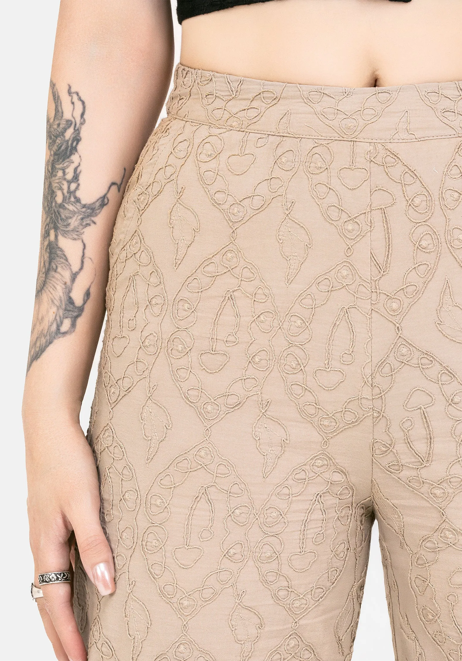 slim fit Suma Cotton Textured Pull On Tapered Trouser