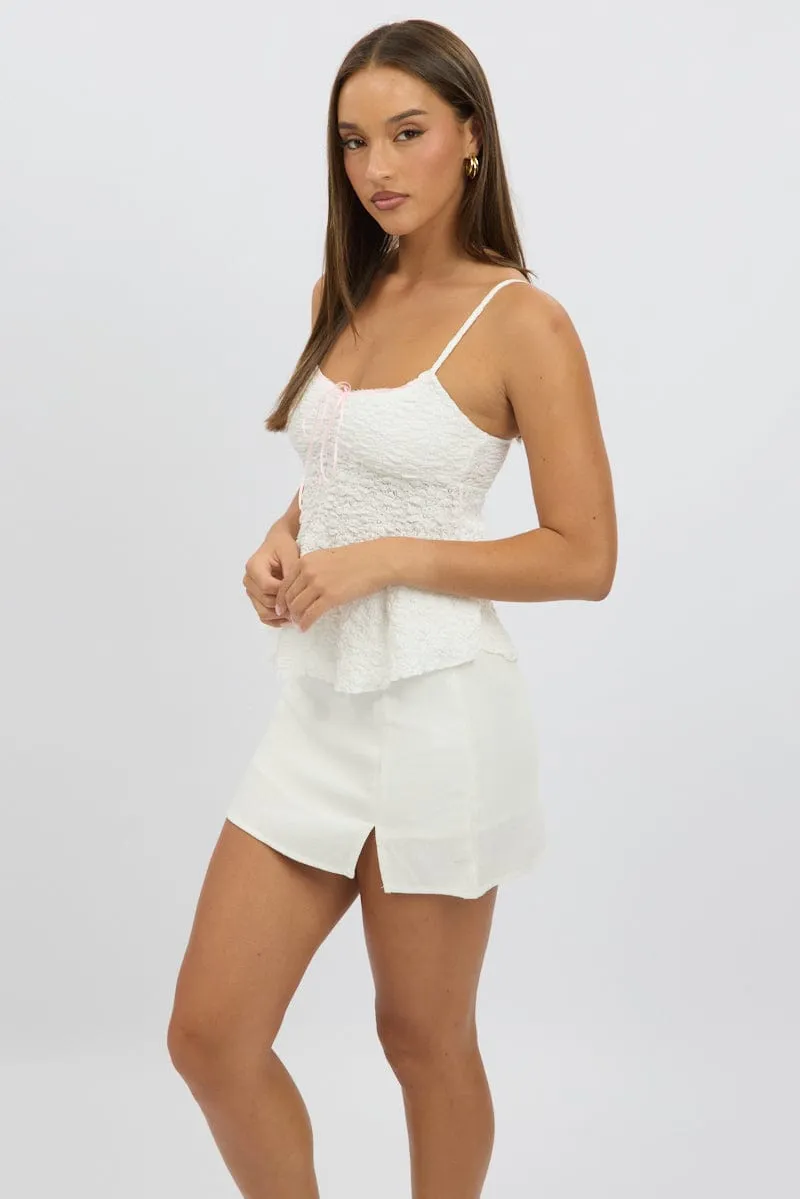 ThermalRegulating Fabric White Singlet Top Lace