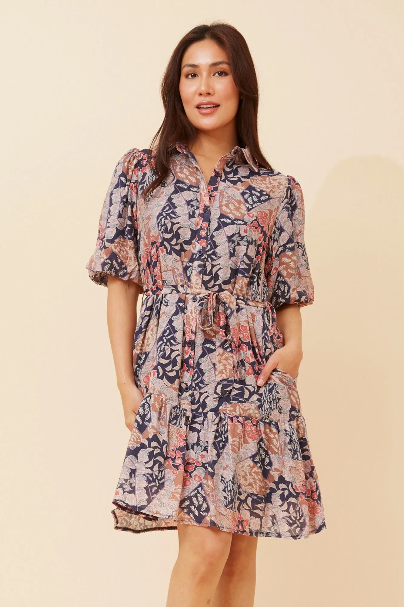 HighDensity Weave Casual Vibe JULIAN FLORAL SHORT DRESS
