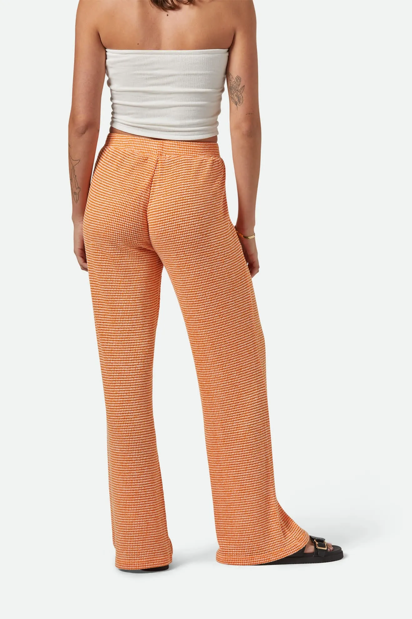 Maude Mesh Lounge Pant - Tangerine Form Fitting ElasticCuffs