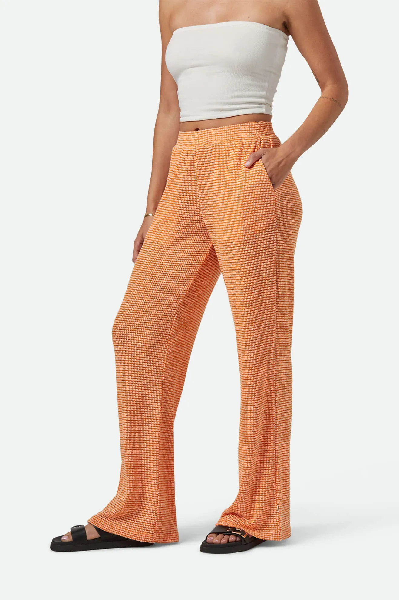 Wide Leg Maude Mesh Lounge Pant - Tangerine
