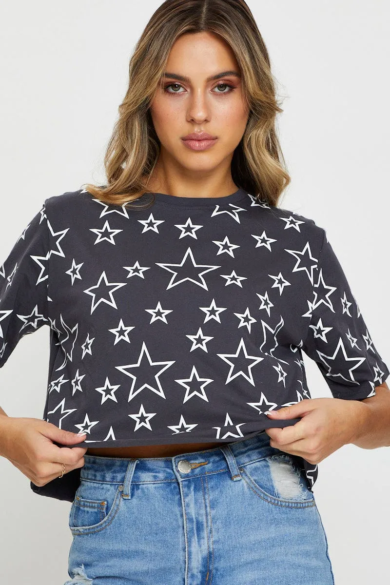 CompressionFreeCuffs Print Short Sleeve Jersey All Over Star Print T Shirt