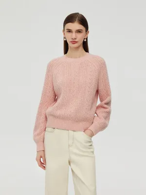 Warm Knit Wool Blend Cable Knit Women Sweater