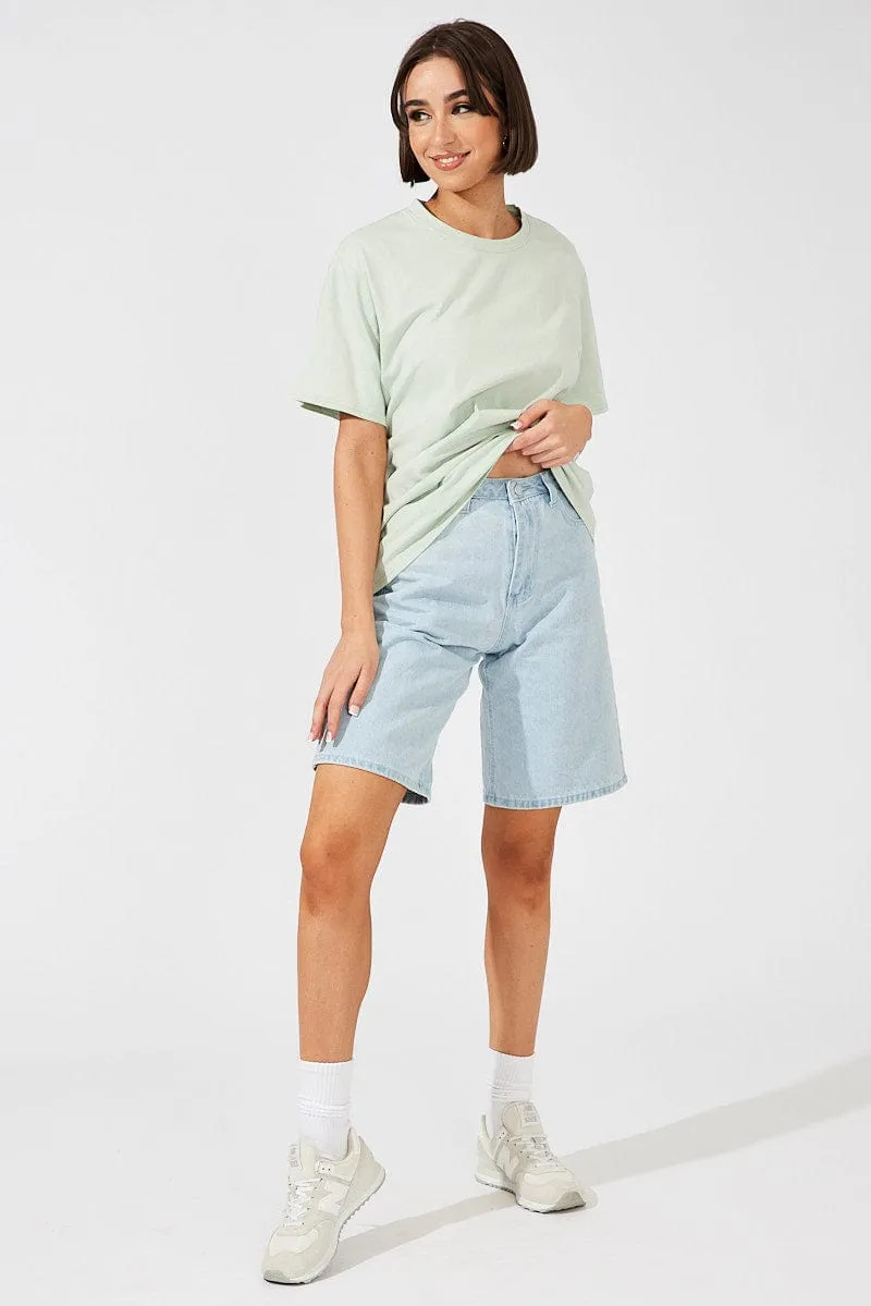 Green Oversized T Shirt Short Sleeve Crew Neck ZeroWasteProduction