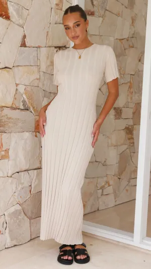 Mari Maxi Dress - Sand Stripe Flow Dinner Date