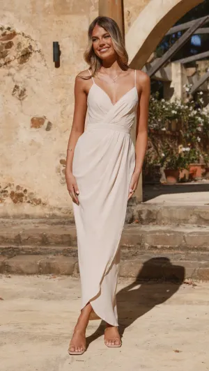Pleat Art Country Glow Charlotte Draped Maxi Dress - Ivory