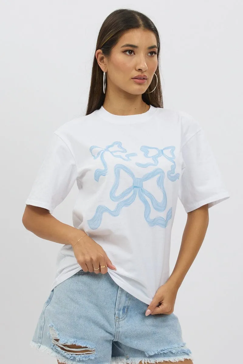Blue Graphic Tee Short Sleeve Chic Design