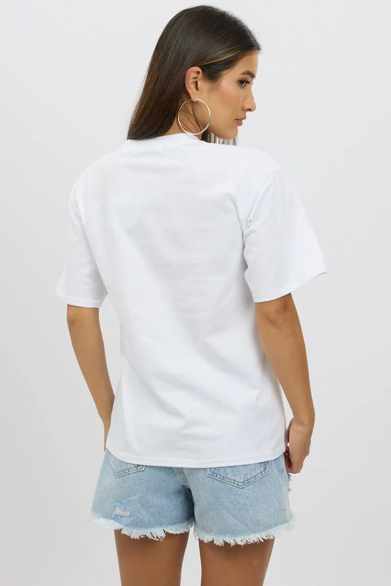 Blue Graphic Tee Short Sleeve Slim Silhouette petite size