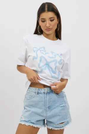 Minimalist Layer Blue Graphic Tee Short Sleeve
