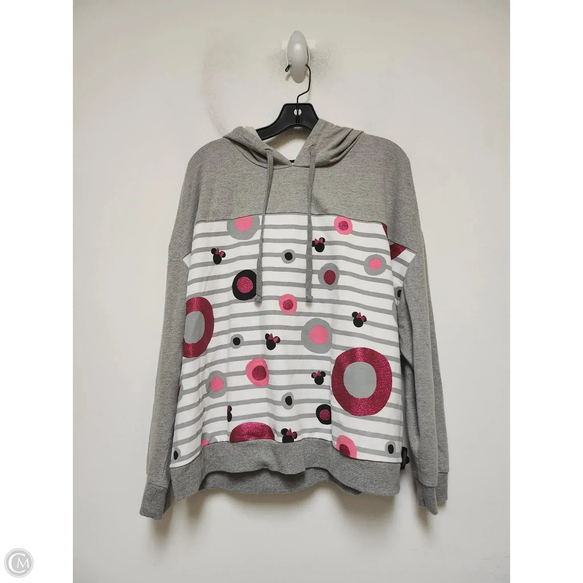 Sweatshirt Hoodie By Disney Store In Grey & Pink, Size: Xxl Easy Tunic