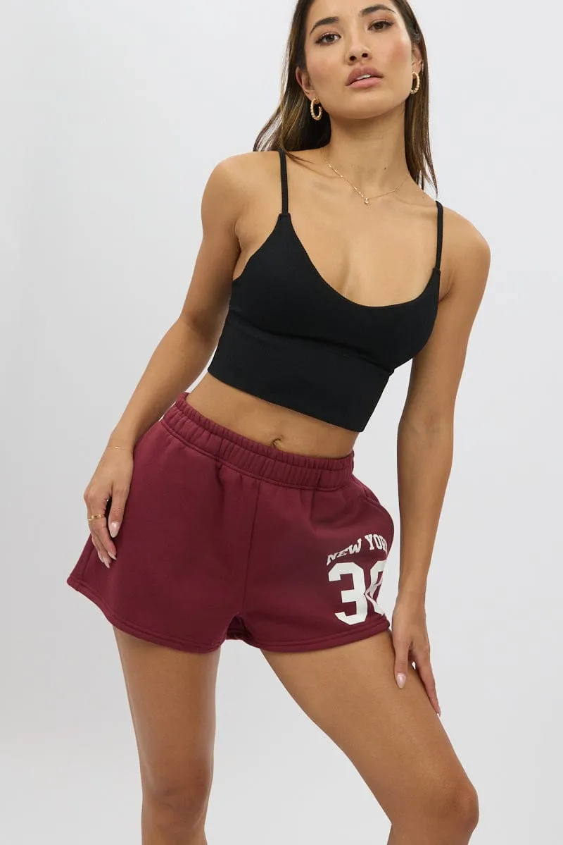 Relaxed Design Red Track Shorts Elasticated