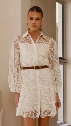 Acacia Lace Mini Dress - White Chic Layer