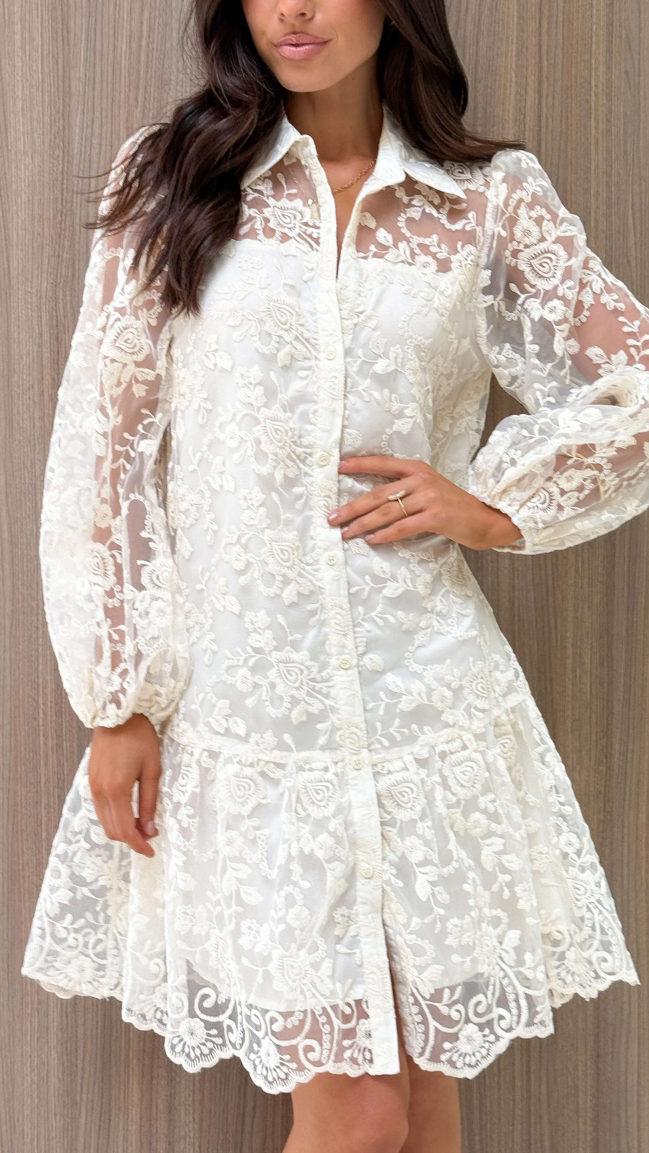 Acacia Lace Mini Dress - White Scene Fresh Edge Star