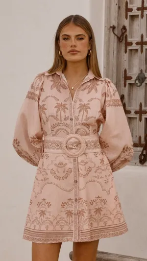 Xander Long Sleeve Mini Dress - Blush Beat Warm Charming Prints