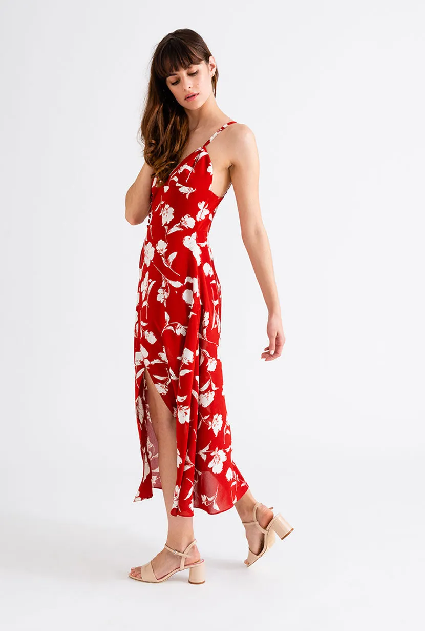 Carly Dress - Red Floral Inner Glow