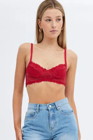 Game Core Low Care Red Lace Corset Singlet Crop