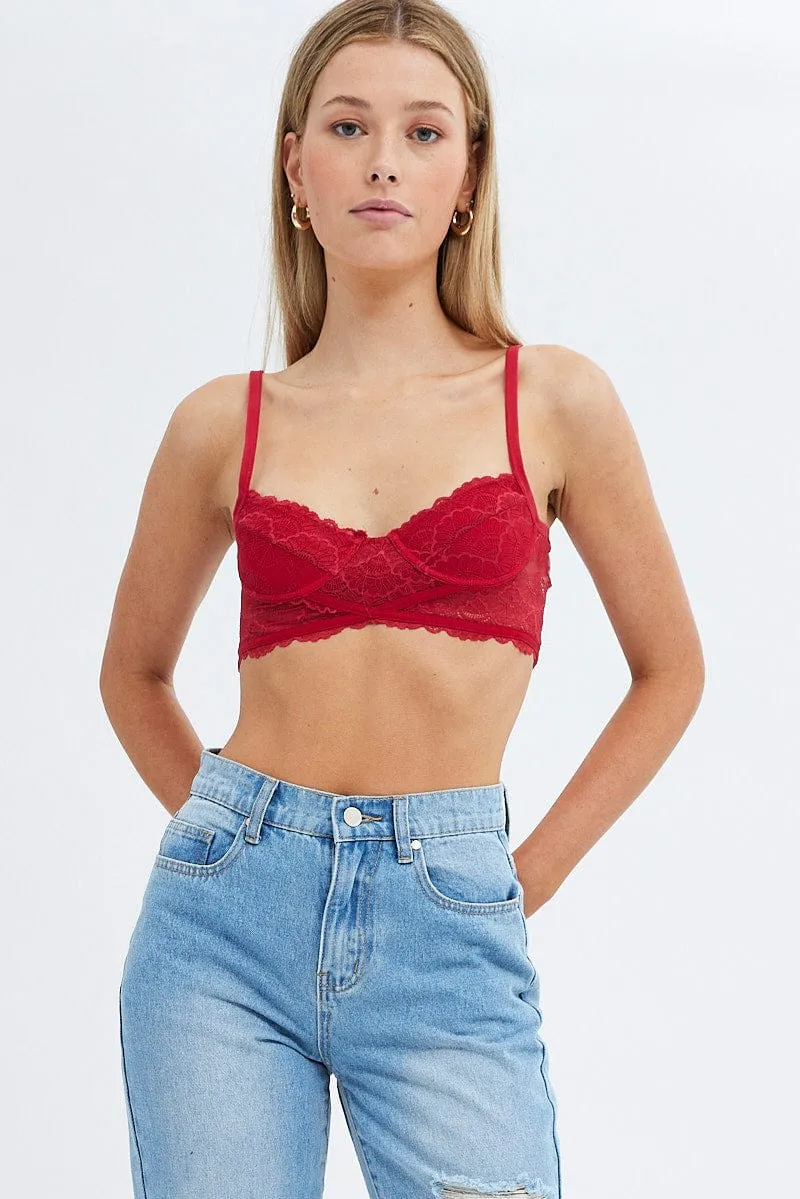 Stylish Jumper Cool Hooded Jacket Red Lace Corset Singlet Crop