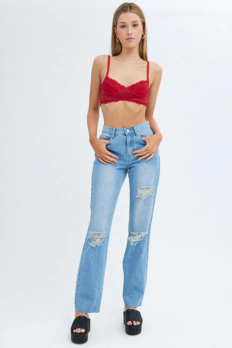 Red Lace Corset Singlet Crop Sporty Joggers