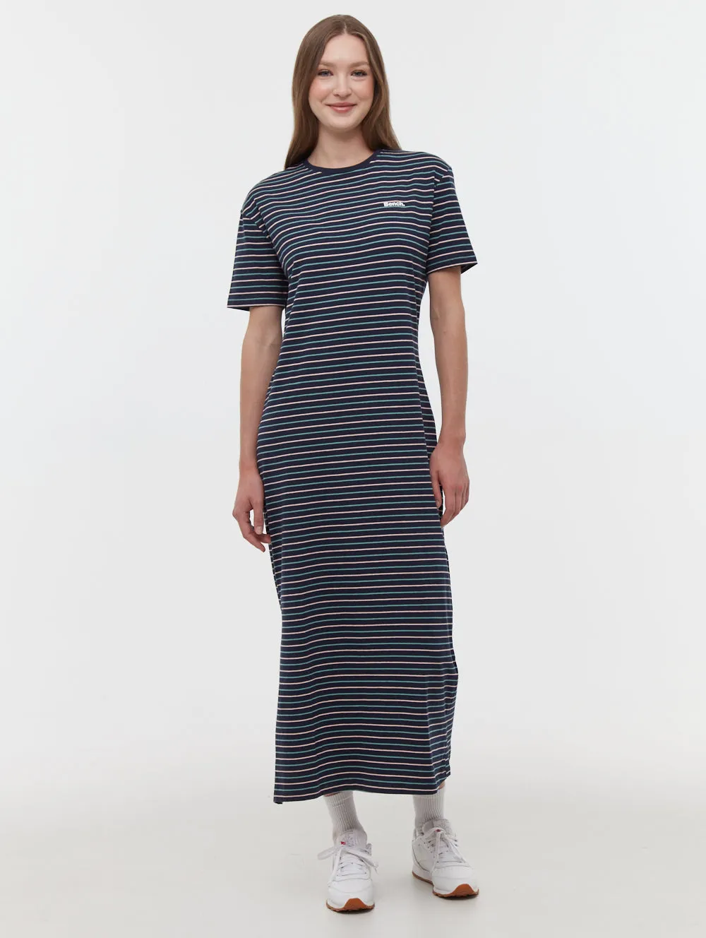 Marri Striped T-Shirt Maxi Dress Green Fit SweatAbsorbingTexture
