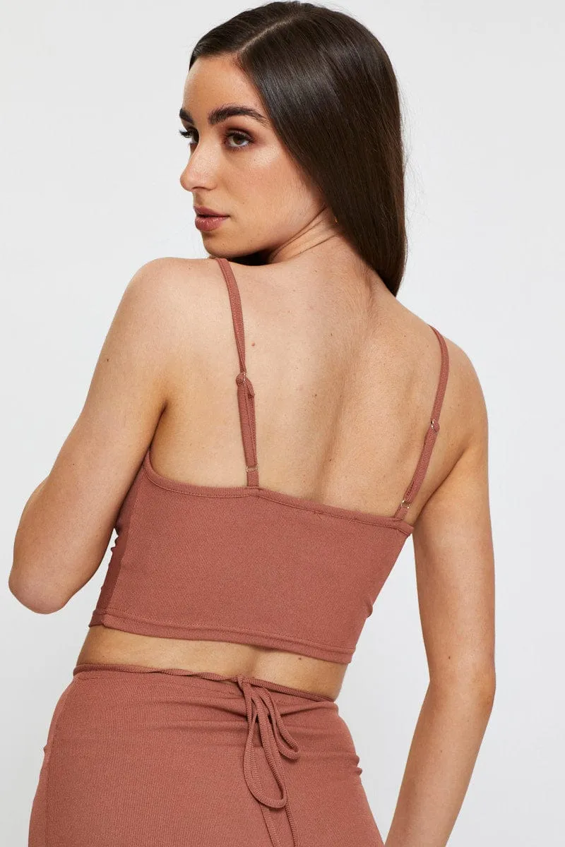 Brown Crop Top Calm Ease