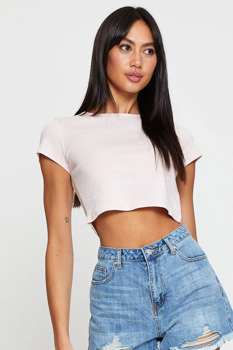 LayeredConstruction Dream Feel Pink T-Shirt Short Sleeve Crew Neck