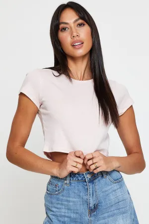 Chic Wear Pink T-Shirt Short Sleeve Crew Neck