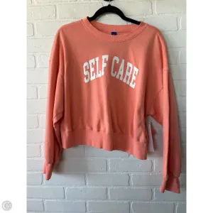 HighCollar Style NonSlip Grips Sweatshirt Crewneck By Old Navy In Orange & White, Size: L