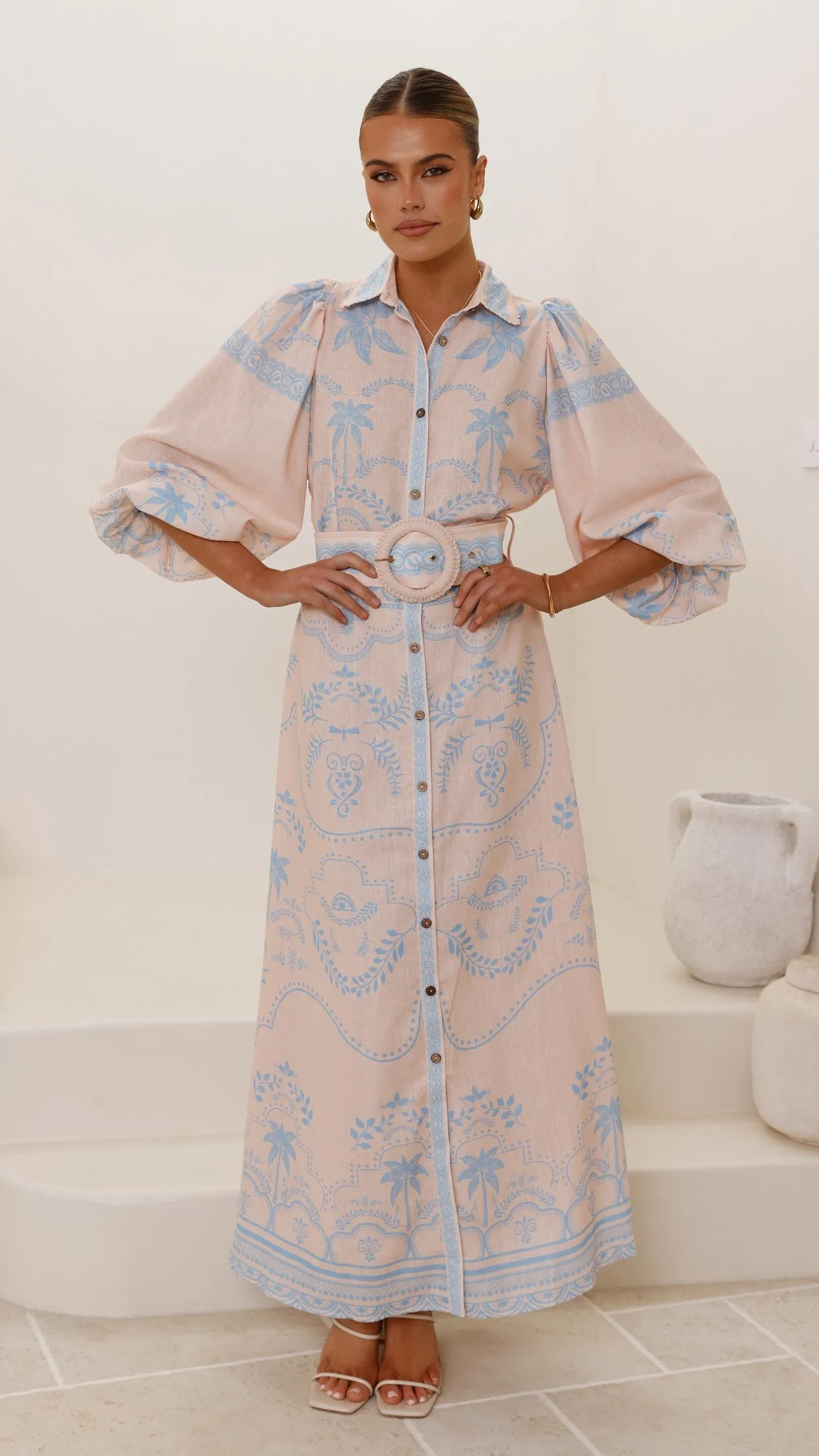 Denim Soft Xander Long Sleeve Maxi Dress - Blue