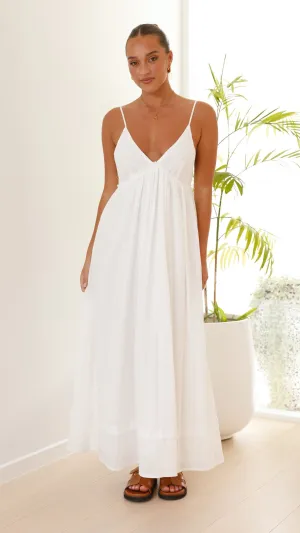 Elouise Maxi Dress - White Turquoise Shine
