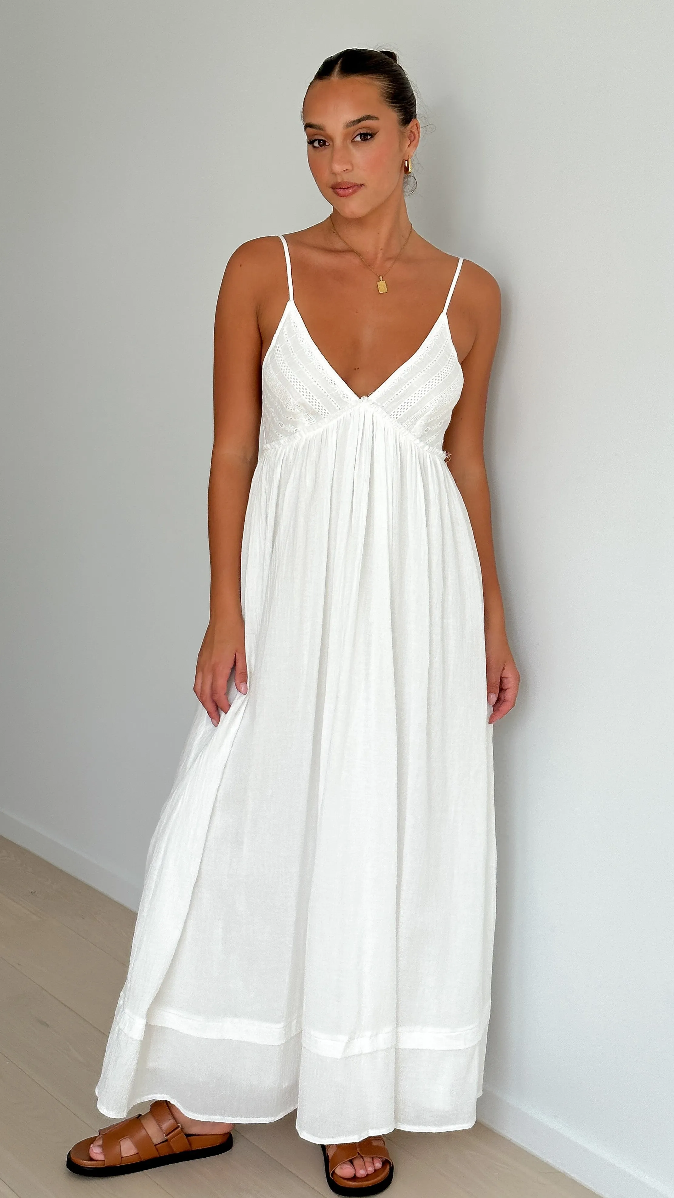 Elouise Maxi Dress - White Applique Glow