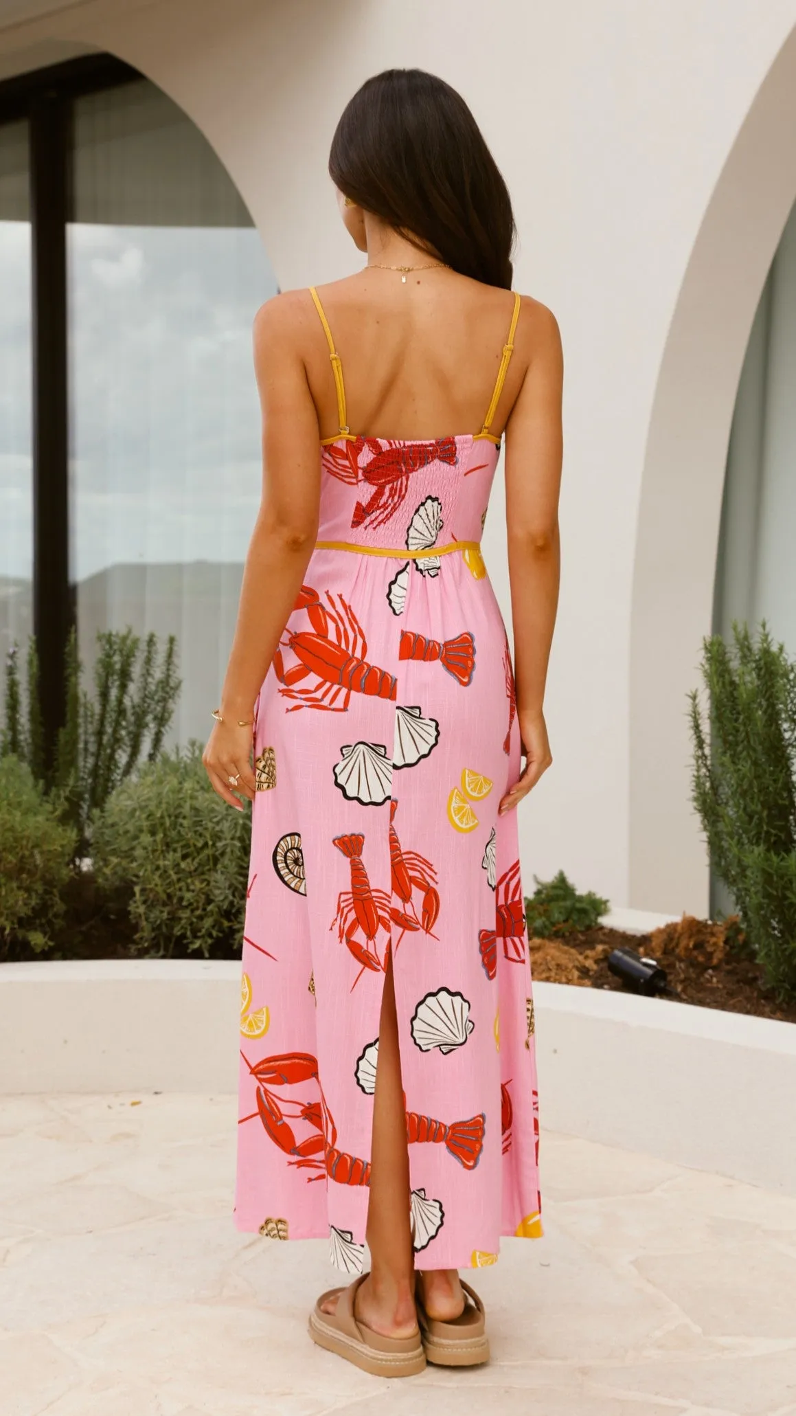 Oceania Maxi Dress - Shell Lover Print Air Flow Denim Glow