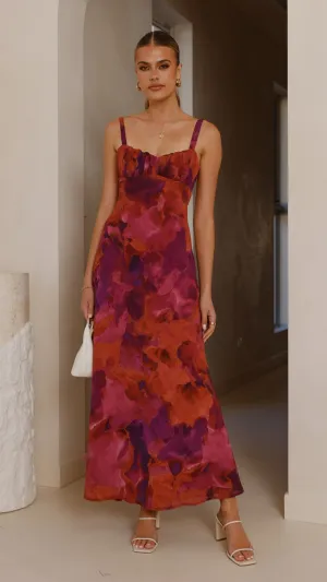 Margo Midi Dress - Dark Rose Rain Path Workday Cool