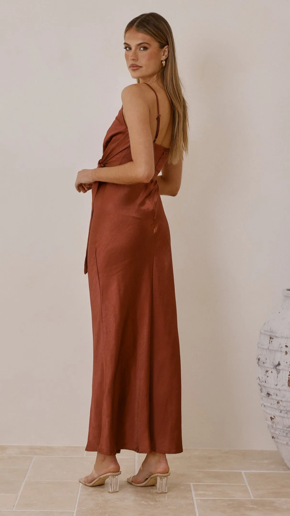 Early Light Yasmeen Tie Front Maxi Dress - Rust