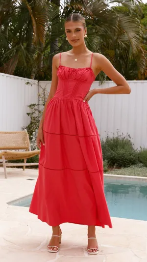 Gorgeous floor-length style Side Slit Isabella Maxi Dress - Red