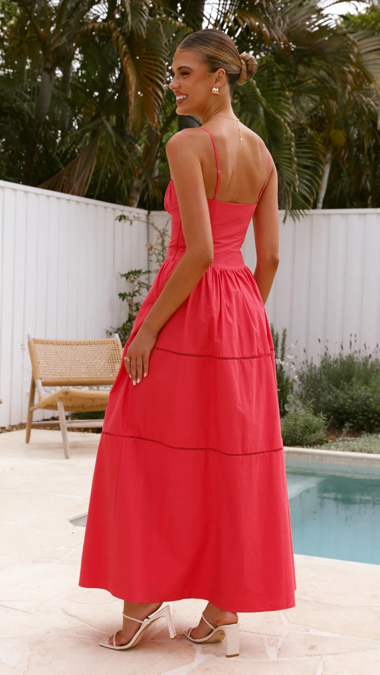 With its timeless design this dress is perfect for both casual and formal wear Designed with simplicity and sophistication in mind this dress is perfect for any occasion Isabella Maxi Dress - Red