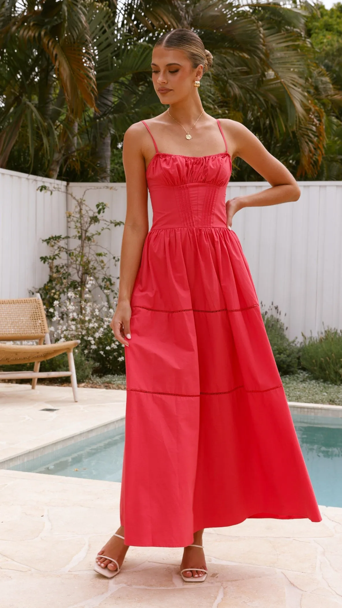 Isabella Maxi Dress - Red Blush Tone