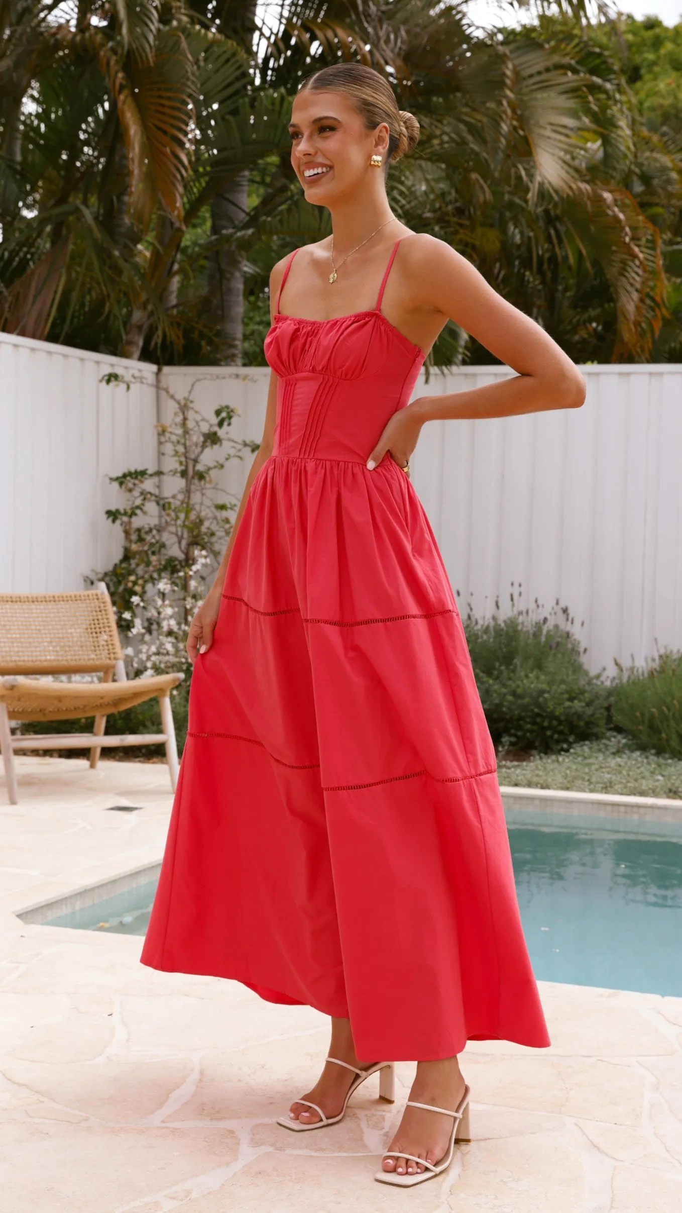 Isabella Maxi Dress - Red Metal Glow Life Soft