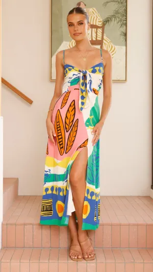 Shahar Maxi Dress - Green Print The flattering silhouette of this dress enhances your figure without compromising comfort