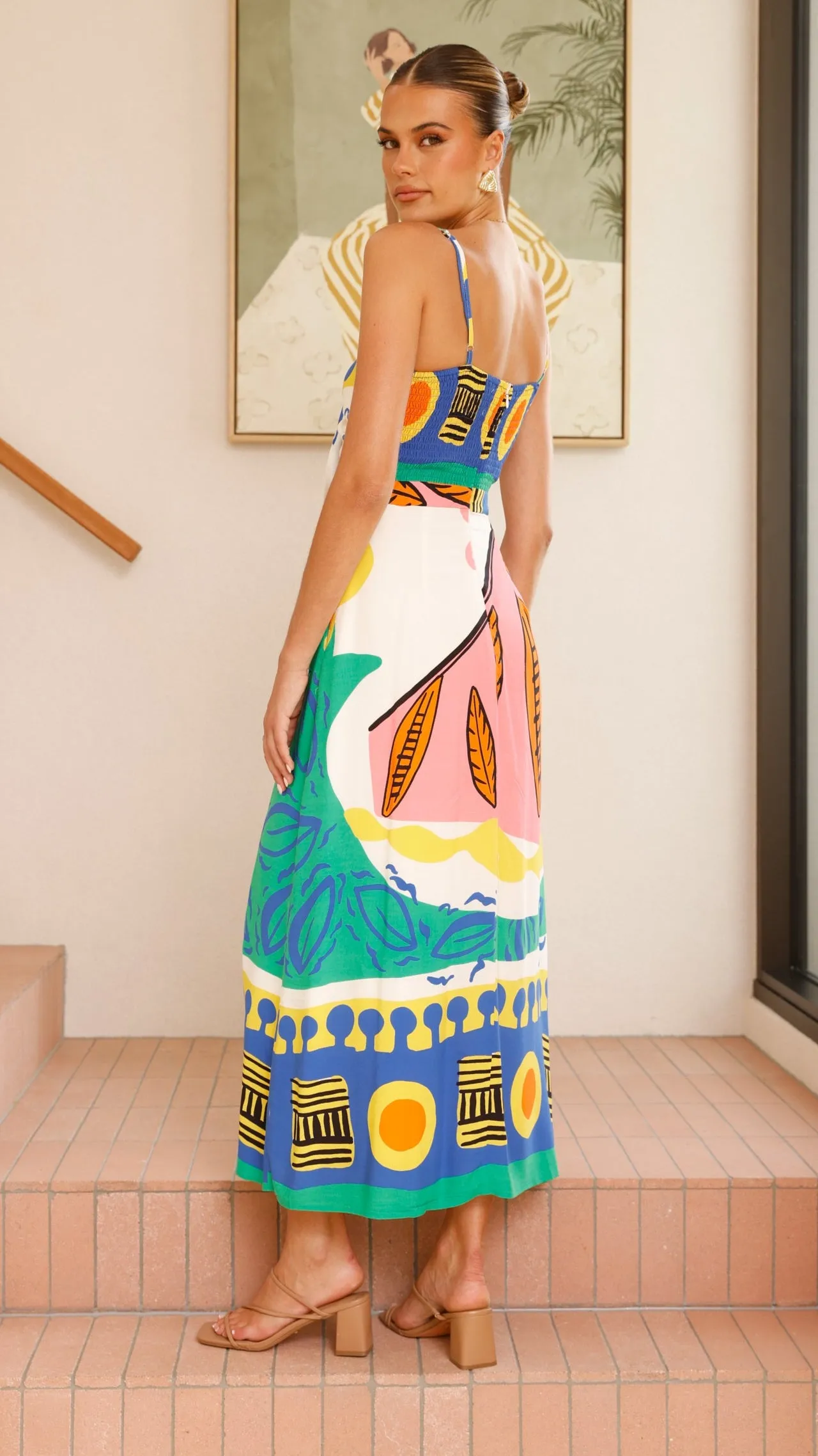 Shahar Maxi Dress - Green Print Ivory Glow Orchid Glow
