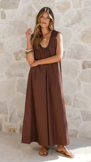 Scout Maxi Dress - Chocolate This dress works effortlessly for a variety of events providing both comfort and style The elegant fabric of this dress offers a luxurious feel against the skin