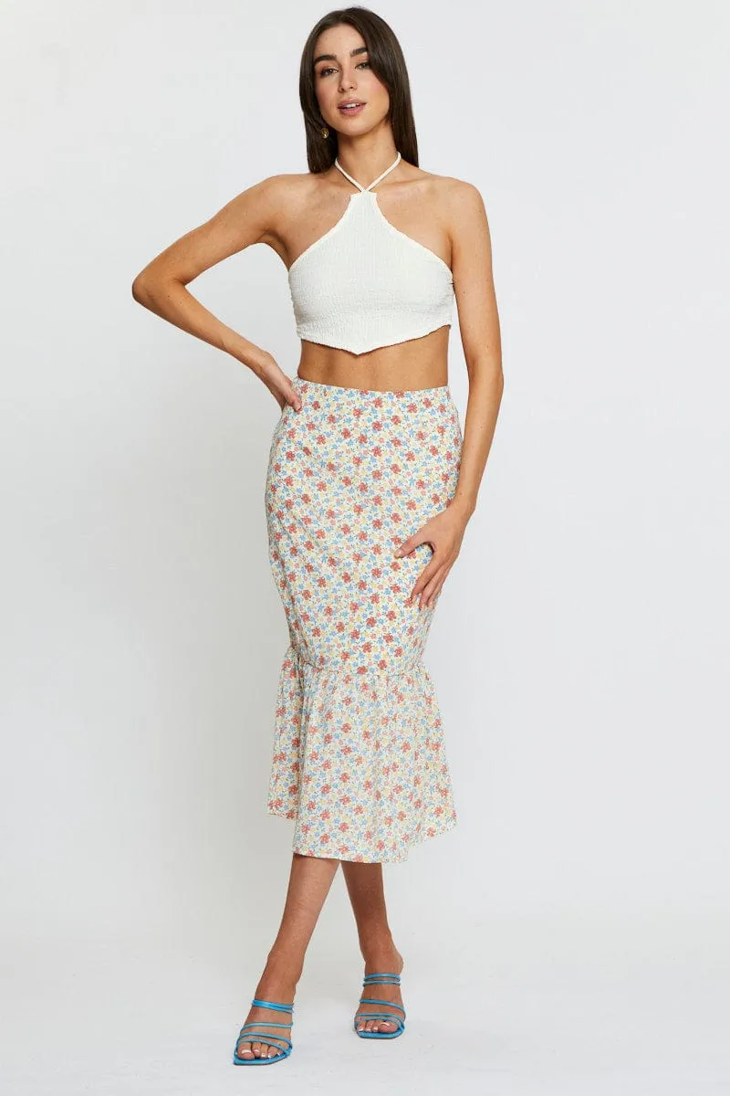 Beige Scarf Crop Top Halter Neck Outdoor Wear