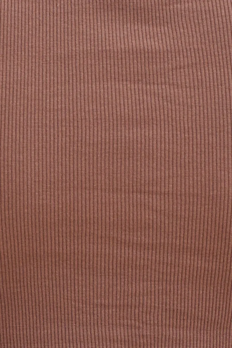 Brown Baby Tee Crop Crew Neck Short Sleeve Rib Virtual Mode Professional Wear