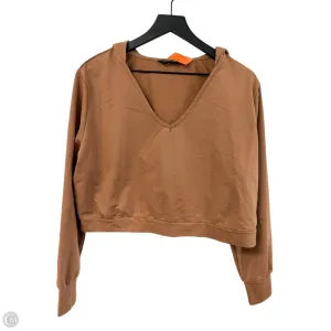 Layered Hem Details Sweatshirt Hoodie By Cmf In Brown, Size: L