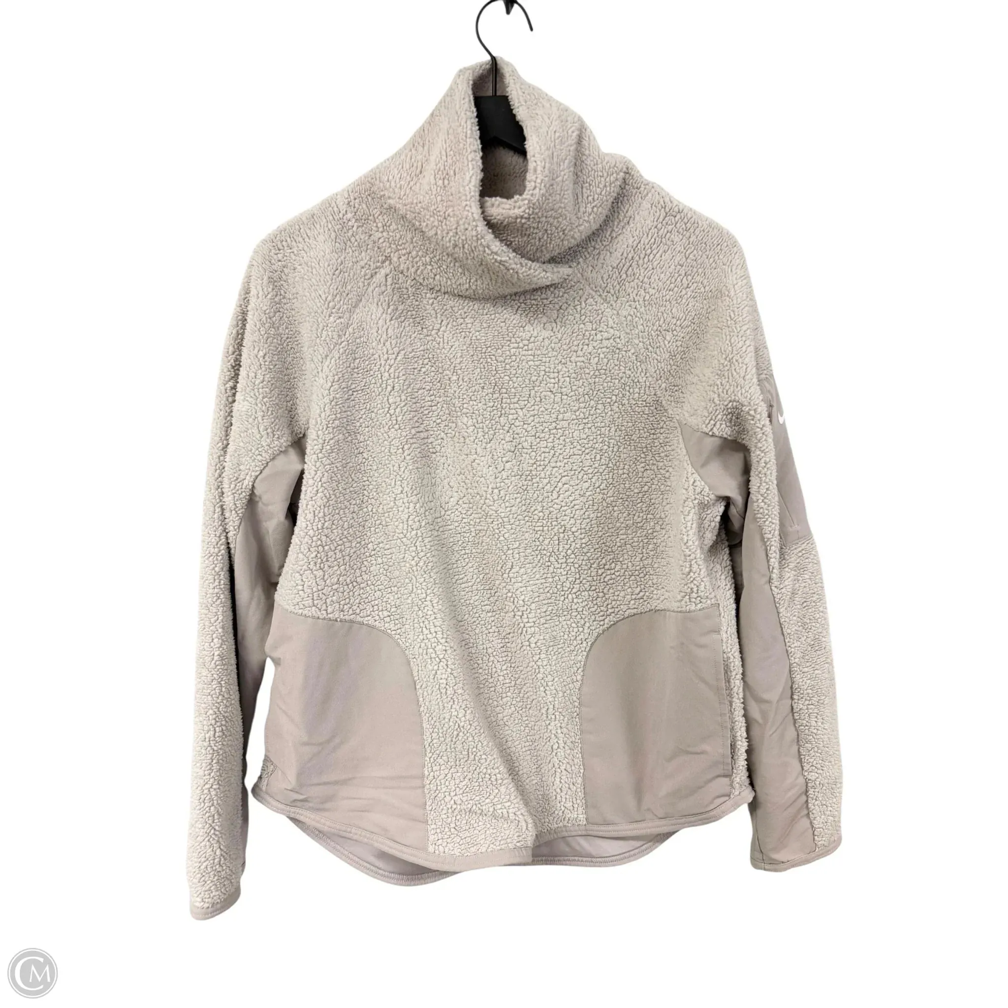 Flexible Waistband Eco-Friendly Material Sweatshirt Crewneck By Nike Apparel In Cream, Size: M