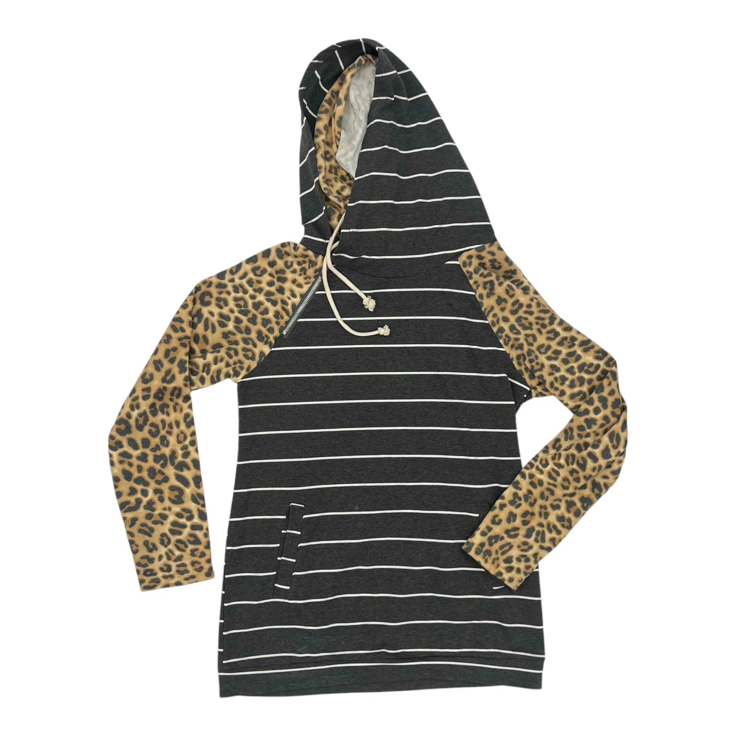 Peace Core Sweatshirt Hoodie By Clothes Mentor In Brown & Grey, Size:M