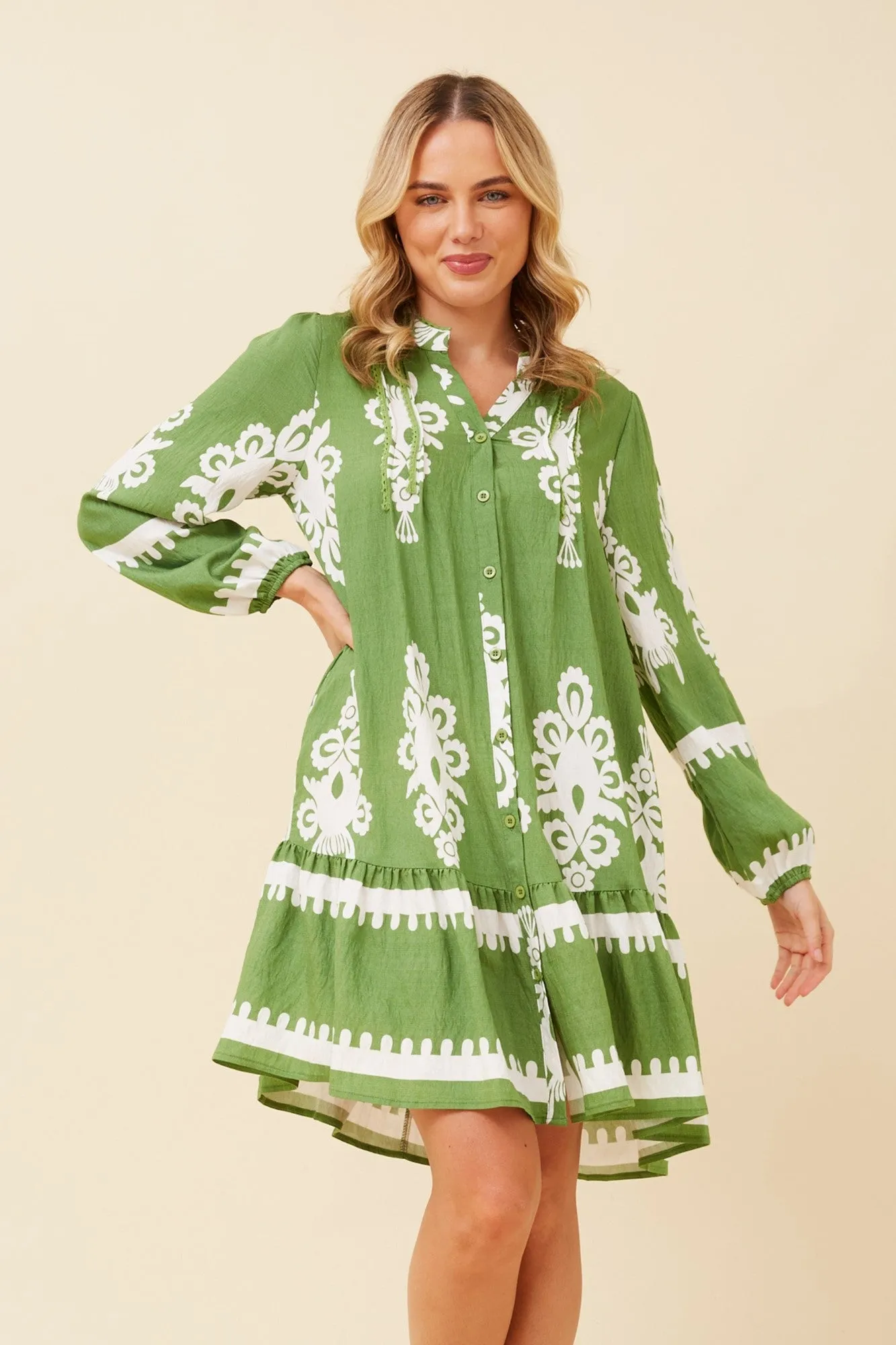 ADRIELLE BORDER PRINT DRESS Lightweight Vest Frost Glow